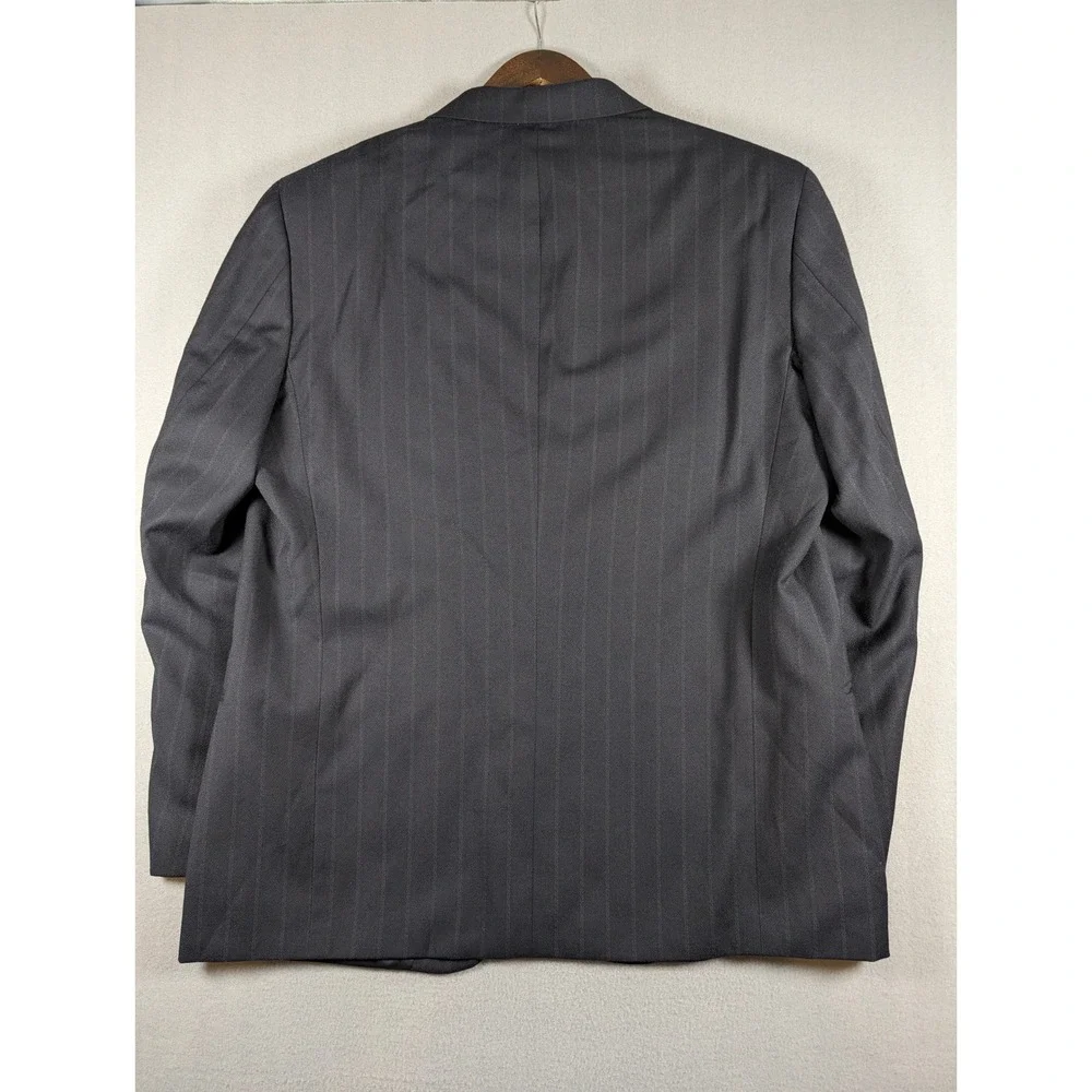 Valentino Uomo Mens Black Pinstripe Virgin Wool Blazer Sport Coat 46R Italy